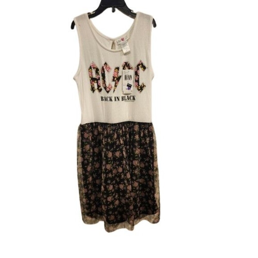 C1 Kandy Kiss Girls Sleeveless AC/DC Back In Black Dress Size Large